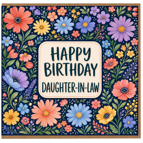 Daughter - In - Law Happy Birthday Card, Floral Birthday Card