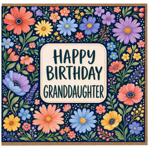 Granddaughter Birthday Card, Floral Happy Birthday Card