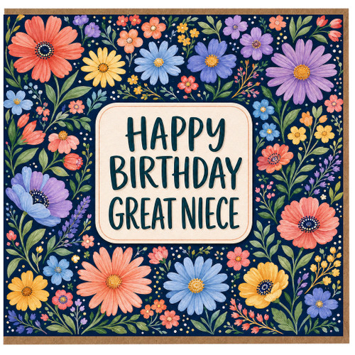 Great Niece Birthday Card, Happy Birthday Floral Card