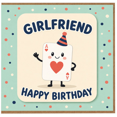 Girlfriend Birthday Card, Cute Playing Card Happy Birthday Card