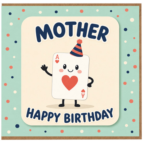Mother Birthday Card, Cute Happy Birthday Card for Mum