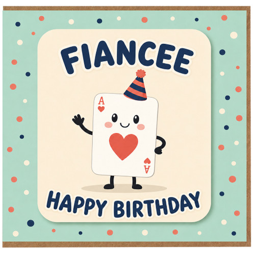 Fiancee Birthday Card, Cute Happy Birthday Playing Card Design
