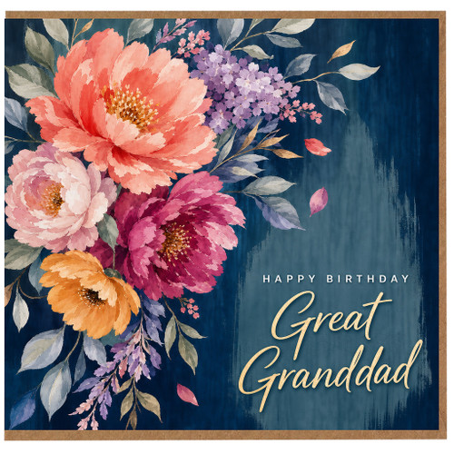 Great Granddad Birthday Card, Floral Happy Birthday Card for Great Granddad