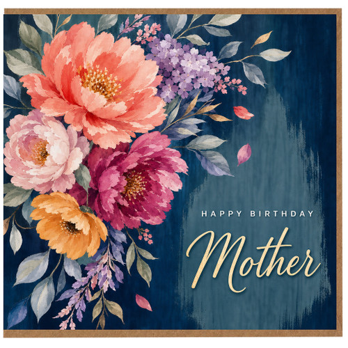 Mother Birthday Card, Floral Happy Birthday Card for Mum