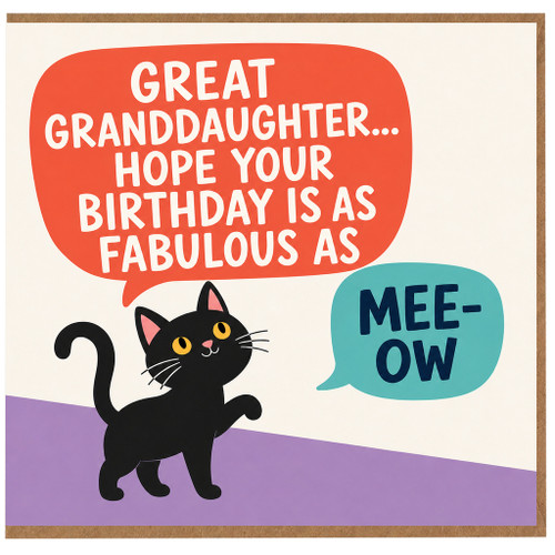 Great Granddaughter Birthday Card, Funny Cat Birthday Card