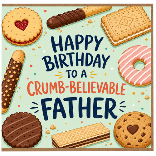 Father Birthday Card, Happy Birthday to a Crumb - believable Father Cookie - Themed Greeting Card