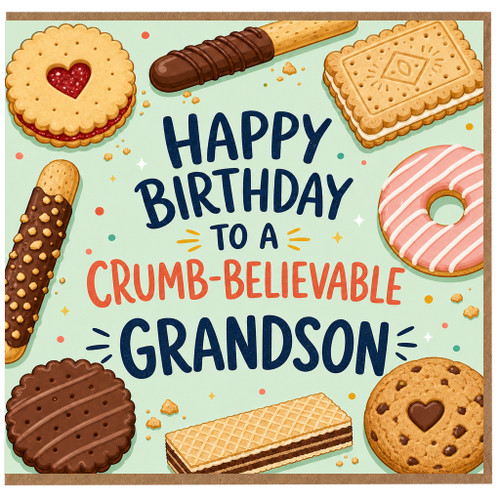 Grandson Birthday Card, Happy Birthday to a Crumb - Believable Grandson Card