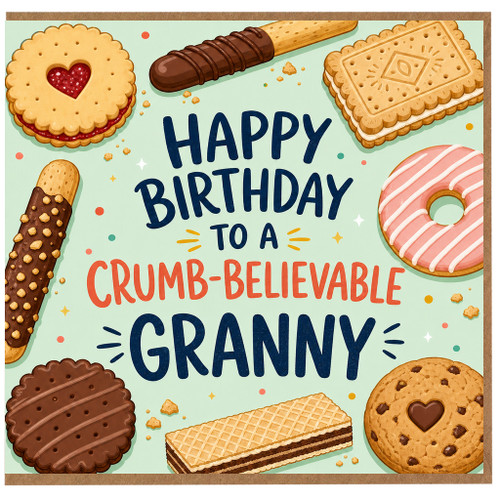 Granny Birthday Card, Crumb - Believable Biscuit - Themed Birthday Card