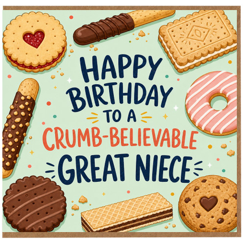Great Niece Happy Birthday Card, Crumb - Believable Birthday Card for Great Niece