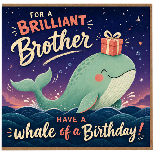 Brother Birthday Card, Have a Whale of a Birthday Card