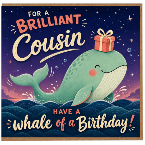 Birthday Card for Cousin, Have a Whale of a Birthday Funny Whale Birthday Card