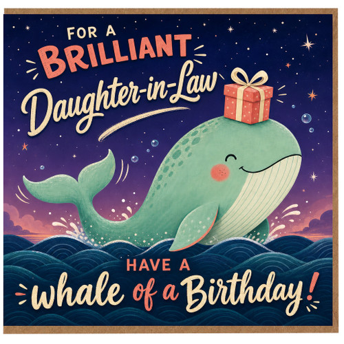 Daughter - in - Law Birthday Card, Whale of a Birthday Card for a Brilliant Daughter - in - Law