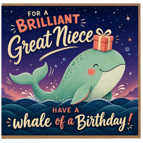 Great Niece Birthday Card, Have a Whale of a Birthday Card