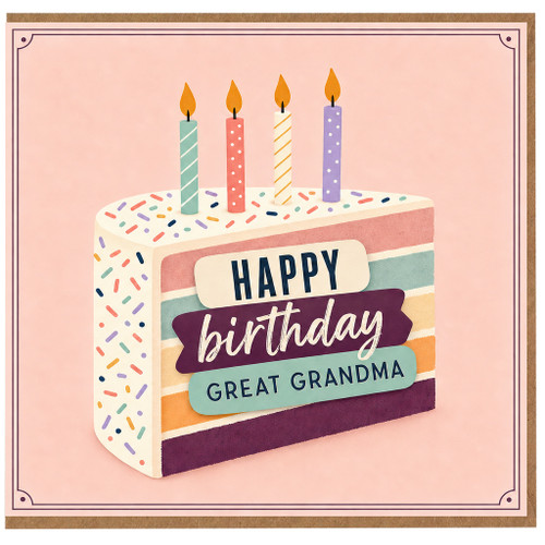 Great Grandma Birthday Card, Happy Birthday Cake Design