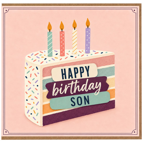 Son Birthday Card, Happy Birthday Son Card, Birthday Cake Candle Greeting Card