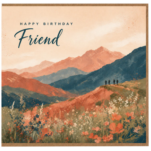 Friend Birthday Card, Happy Birthday Friend Scenic Mountain Card