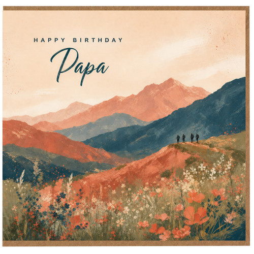 Papa Birthday Card, Scenic Mountain Floral Birthday Card for Papa