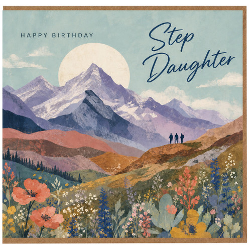 Step Daughter Birthday Card, Happy Birthday Mountain Landscape Card
