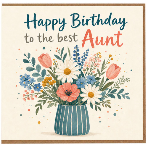 Aunt Birthday Card, Happy Birthday to the Best Aunt Floral Vase Greeting Card