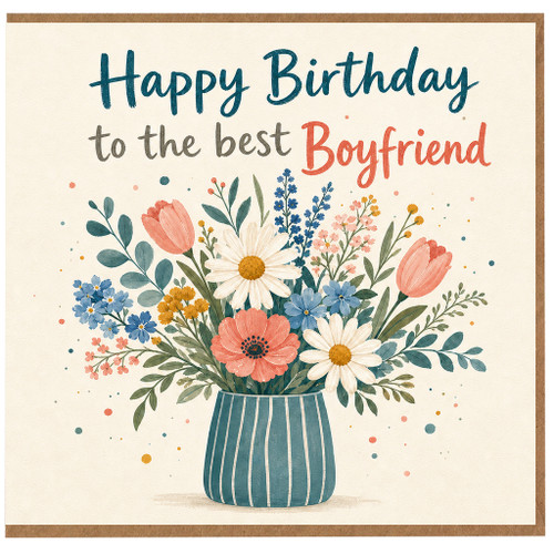 Boyfriend Birthday Card, Happy Birthday to the Best Boyfriend Floral Card