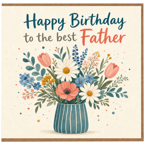 Father Birthday Card, Happy Birthday to the Best Father Floral Card