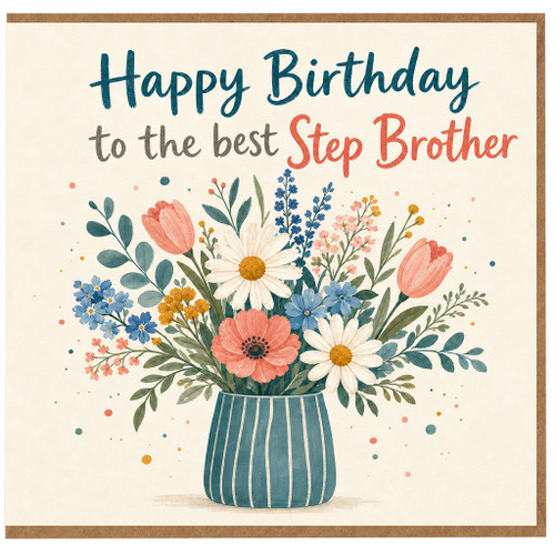 Step Brother Birthday Card, Happy Birthday to the Best Step Brother Floral Card