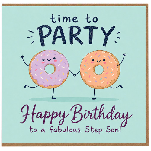 Step Son Happy Birthday Card, Time to Party Donut Design