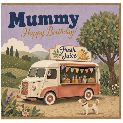 Mummy Birthday Card, Happy Birthday Card for Mummy, Retro Juice Truck Design