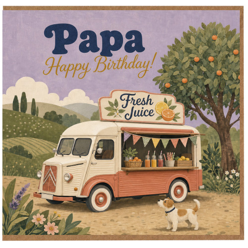 Papa Birthday Card, Vintage Fresh Juice Truck Design