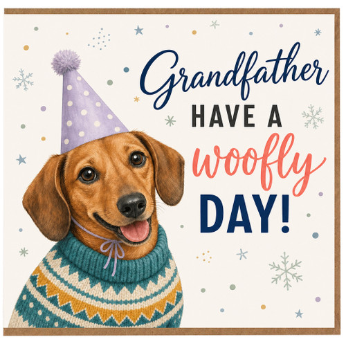 Grandfather Birthday Card, Grandfather Woofly Day Card