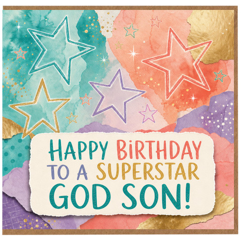 God Son Birthday Card, Happy Birthday to a Superstar God Son Card
