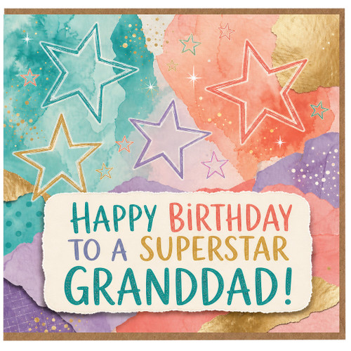 Granddad Birthday Card, Happy Birthday to a Superstar Grandad Card