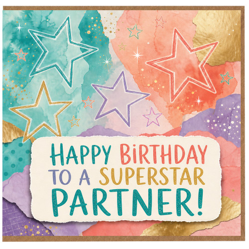 Partner Birthday Card, Happy Birthday to a Superstar Partner Card