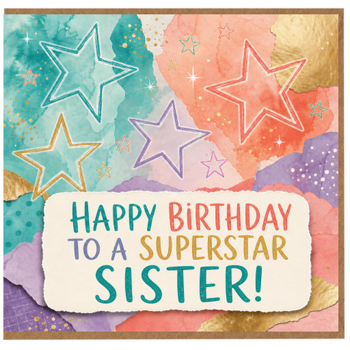 Sister Birthday Card, Happy Birthday to a Superstar Sister Card