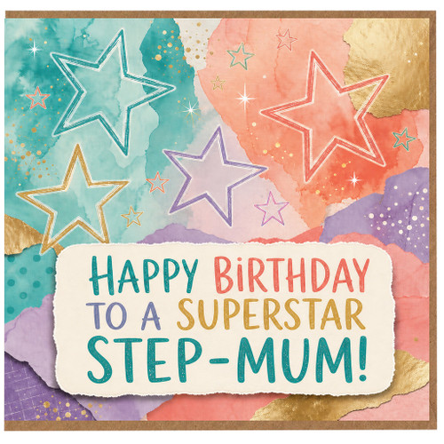 Step Mum Birthday Card, Happy Birthday to a Super Star Step - Mum Card