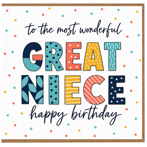 Great Niece Birthday Card, To the Most Wonderful Great Niece Happy Birthday Card