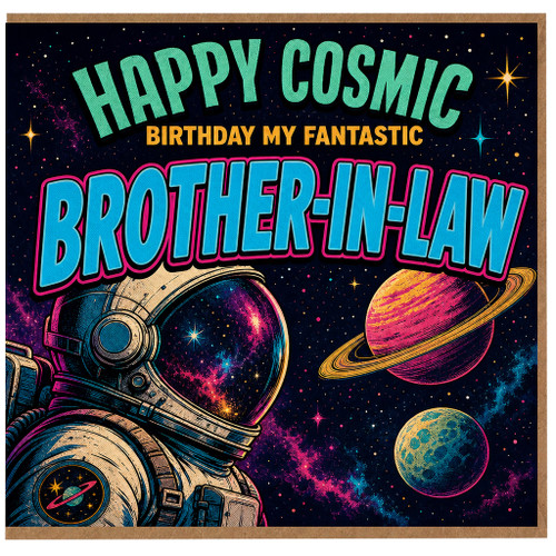 Brother - in - Law Birthday Card, Happy Cosmic Cosmic Space Astronaut Design