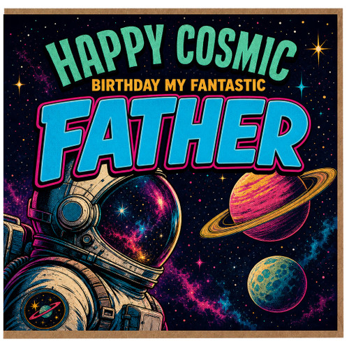 Father Birthday Card, Happy Cosmic Birthday My Fantastic Father