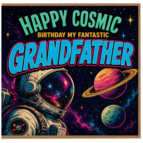 Grandfather Birthday Card, Happy Cosmic Birthday Card