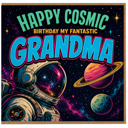 Grandma Birthday Card, Happy Cosmic Birthday My Fantastic Grandma Space Card
