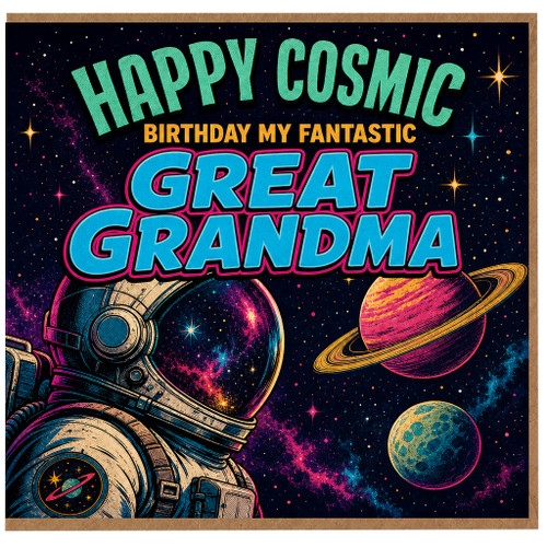 Great Grandma Birthday Card, Happy Cosmic Birthday Card for Great Grandma, Space Theme Birthday Card