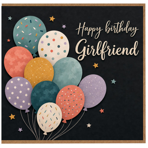 Girlfriend Birthday Card, Happy Birthday Balloons Design