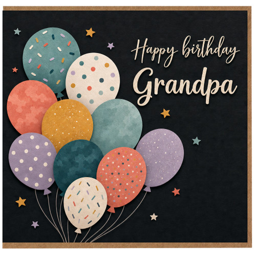 Grandpa Birthday Card, Colourful Balloon Design