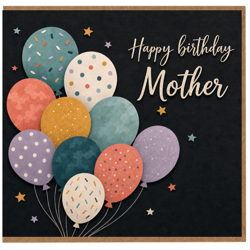 Happy Birthday Mother Card, Colourful Balloon Design