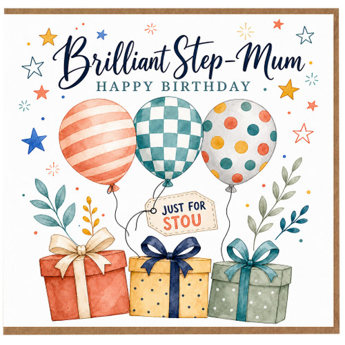 Step - Mum Birthday Card, Brilliant Step - Mum Happy Birthday Card