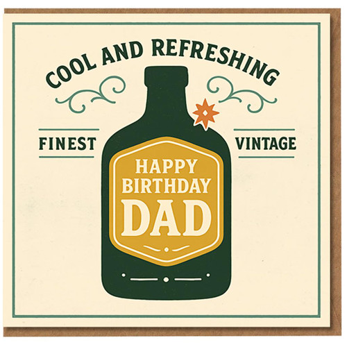 Happy Birthday Dad Card - Cool and Refreshing Vintage Bottle Design for Father, Retro Birthday Card