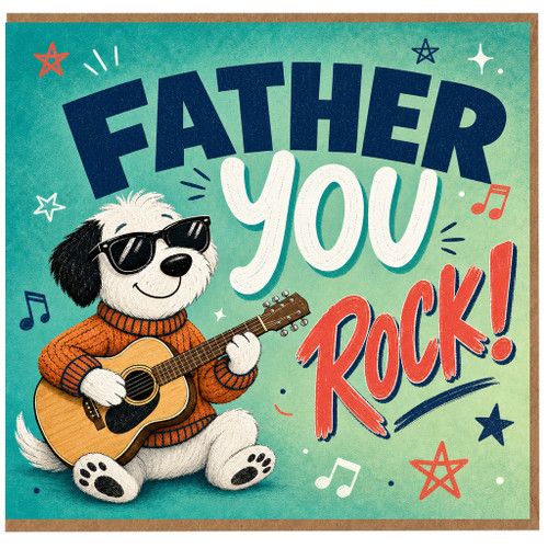 Father Birthday Card, Father You Rock Father Guitar Greeting Card