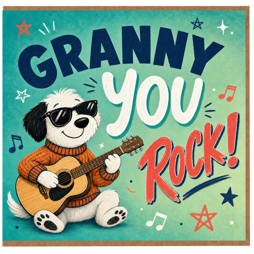 Granny Birthday Card, Granny You Rock Funny Granny Card