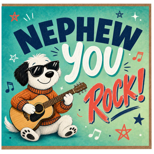 Nephew Birthday Card, Funny Guitar Nephew Greeting Card