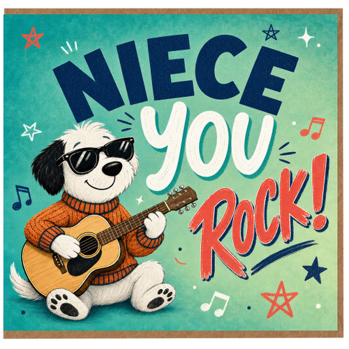 Niece Birthday Card, Nice You Rock Music Greeting Card